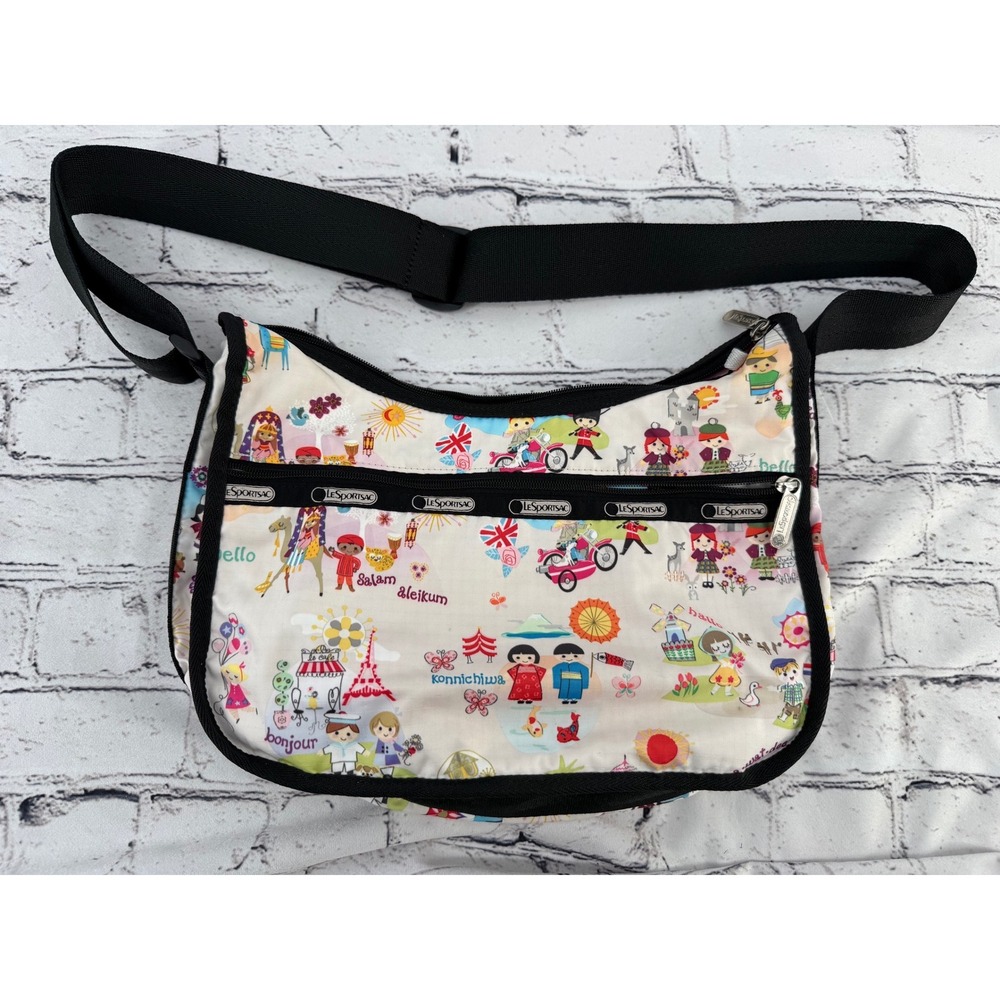 LeSportsac x Disney Its a Small World Crossbody Bag Multicolor Nylon Travel Bag